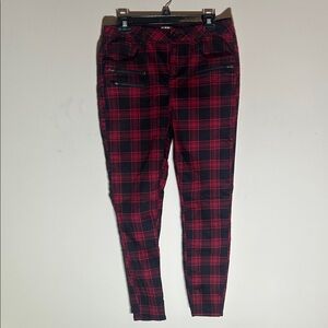 HT Denim Hi-Rise‎ Super Skinny Plaid Red and Black Denim.  Size 11